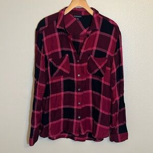 Rock & Republic Dark Red Plaid Button Down Shirt